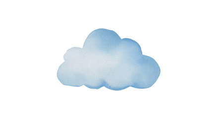 Watercolor illustration of a fluffy blue cloud isolated on a white background