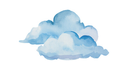 Watercolor blue cloud illustration on white background
