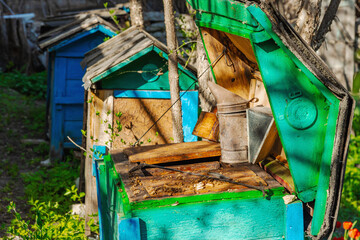 Traditional beekeeping tools, highlighting sustainable beekeeping and efforts to protect bee...