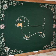 Dachshund Dog Chalkboard Sketch