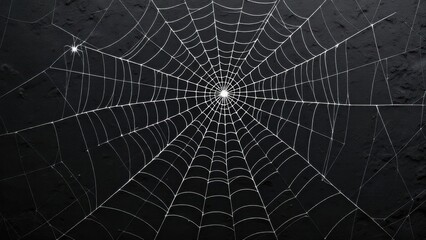 Spider web silhouette against black wall - halloween theme dark background