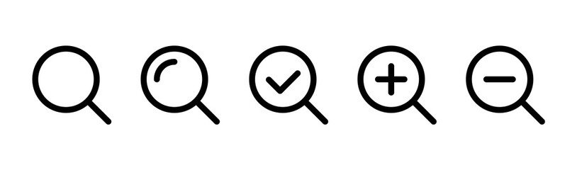 Magnifying glass simple icon collection. Search icon set. Vector icon set