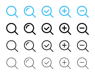 search icon button - magnifying glass loupe sign symbol, magnifier icon