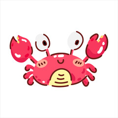 cartoon red sea crab doodle.