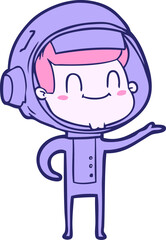 happy cartoon astronaut in bright neon color
