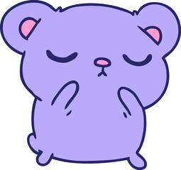 freehand drawn cartoon of a cute bear in bright neon color