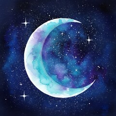 Celestial Moon in Starry Sky