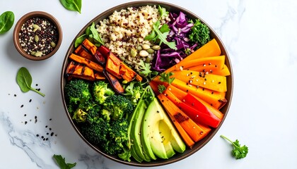 Vibrant Grain Bowl with Triangular Layout