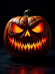 Real Jack O Lantern for halloween isolated on black background