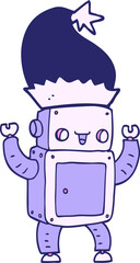 cartoon christmas robot in bright neon color