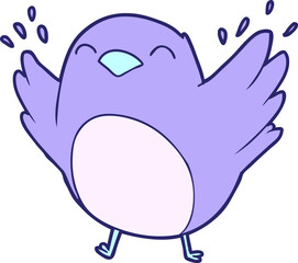 cartoon robin flapping wings in bright neon color