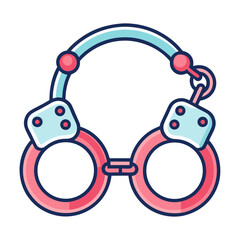 Obraz premium Stylized icon of pink and blue handcuffs on a white background