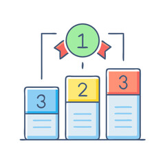 Podium with first place winner and ranked positions