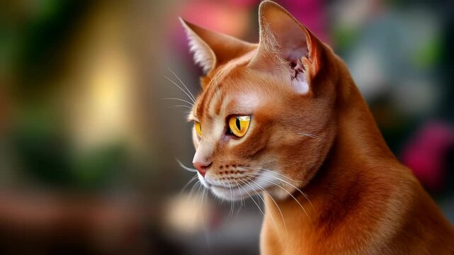 close up cute short hair cat looking at camera 