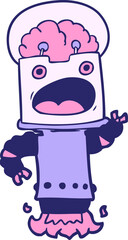 cartoon robot in bright neon color