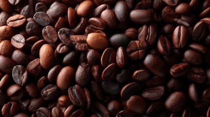 Fototapeta premium Coffee beans showcase rich variety and texture in different shades of brown under natural lighting