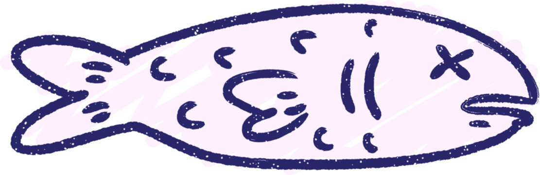 Dead Fish Chalk Drawing in bright neon color