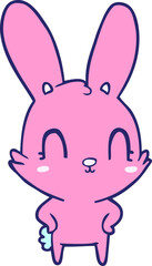 cute cartoon rabbit in bright neon color