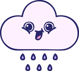 cute cartoon of a rain cloud in bright neon color