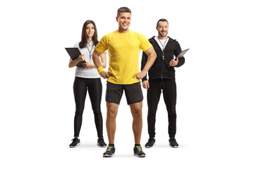 Full length portrait of a smiling man in sportswear and fitness trainers