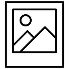 Mountain scenery frame icon that displays the exoticism of nature and stores beautiful memories after a vacation. © leader