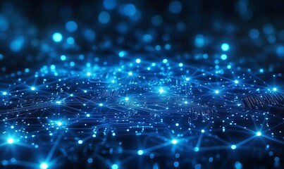Obraz premium Digital Sparks in Motion Blue Lights Across the Grid Abstract Tech in Vivid Flow A Glimpse Into the Future