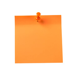 Orange Sticky Note with Orange Pushpin Isolated on transparent Background. Orange sticky post it note with Orange pushpin. isolated on white or transparent background. PNG
