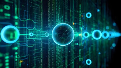 Obraz premium Digital Matrix Code Flow