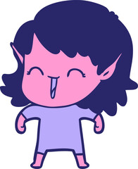 cartoon elf girl in bright neon color