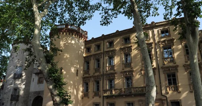 The France gate, Place de la Republique, Ceret, Pyrenees Orientales, Catalonia, France.