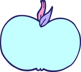 cartoon doodle juicy apple in bright neon color