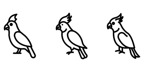 cockatoo outline or line icon design bundle.