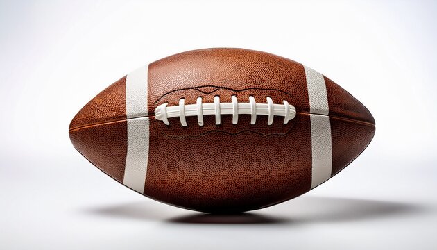 close up of leather football pristine white background athletic oval gridiron