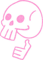Spooky Skull Charcoal Drawing in bright neon color