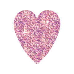 Pink shining Glitter heart. Valentine s day design. Confetti heart shape. Vector illustration on transparent background.