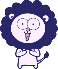 happy cartoon lion in bright neon color