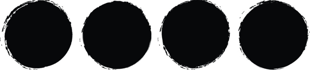 Set of round grunge circles shapes on a white background. Grunge round shapes. Grunge banner and paint brush stamps.