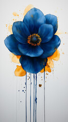 Blue flower illustration with white background. 