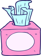 cartoon box of tissues in bright neon color