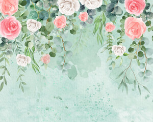 hand drawing vintage background with roses