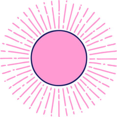 iconic tattoo style image of a sun in bright neon color