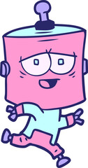 cartoon robot in bright neon color