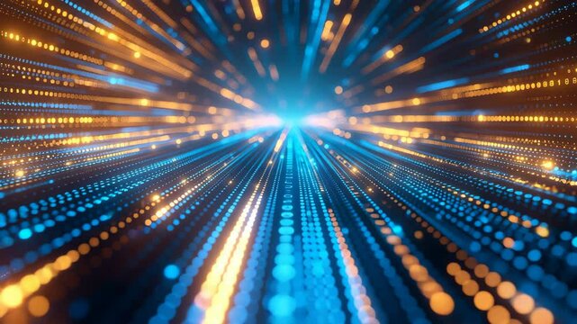 Futuristic interface scanning a digital DNA strand with glowing particles - Powered by Adobe