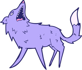 cartoon snapping wolf in bright neon color