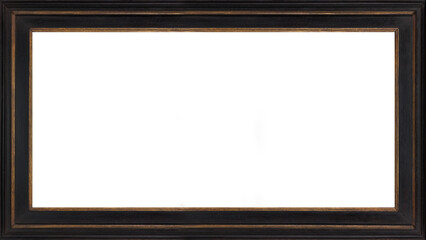 Picture Frame 4k TV Size Wood Black Gold Rustic Simple 16:9 Isolated