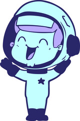 happy cartoon astronaut in bright neon color
