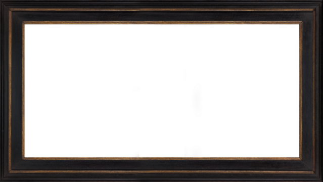 Picture Frame 4k TV Size Wood Black Gold Rustic Simple 16:9 Isolated