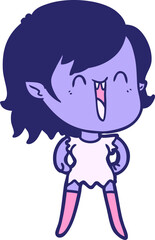 cute cartoon happy vampire girl in bright neon color