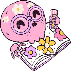 Cute little ghost with Bookish halloween vibe