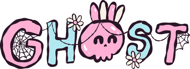 Cute little ghost with Bookish halloween vibe